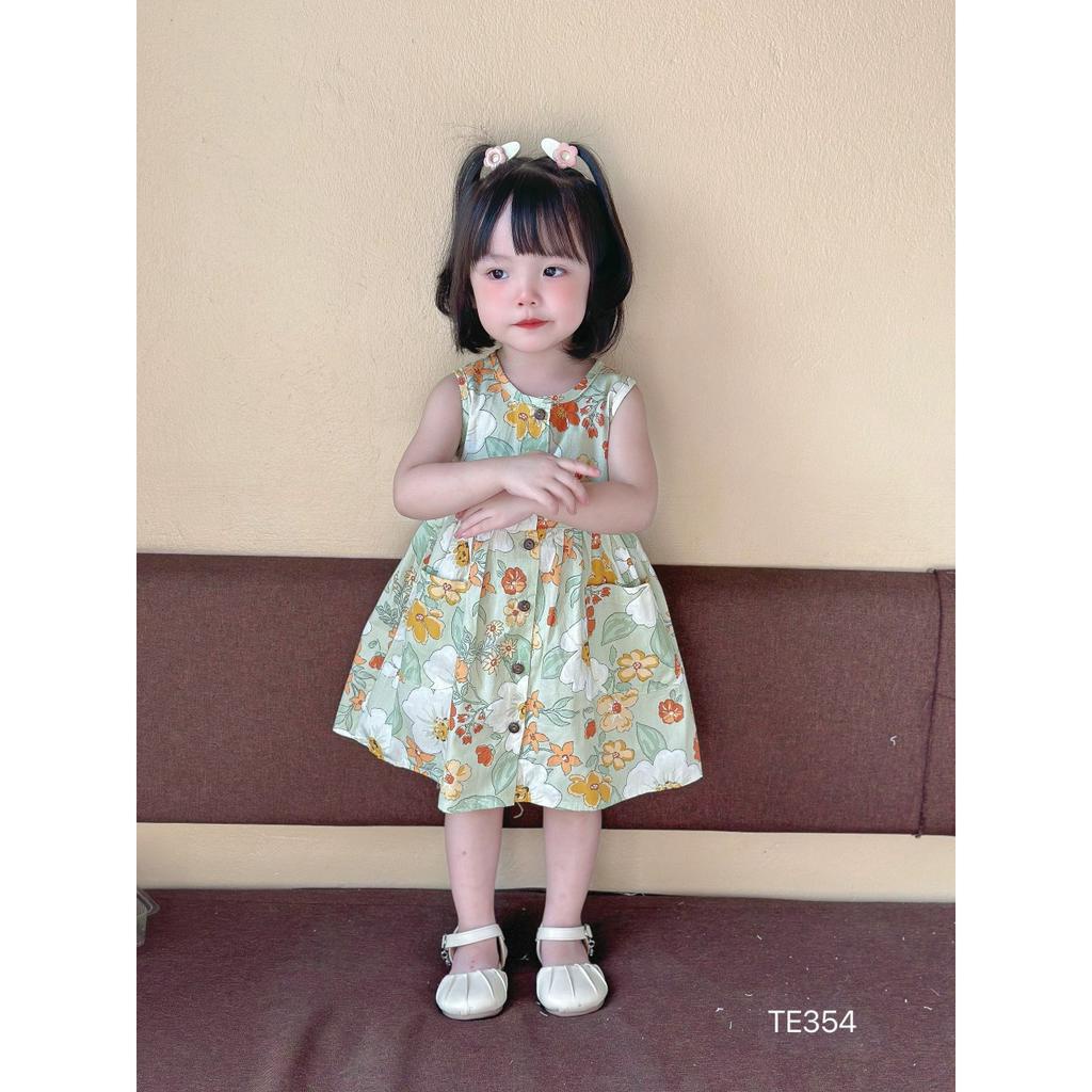 [SALE SỐC] Váy sát nách bé gái cúc trước chất cotton thô mềm dễ thương TT