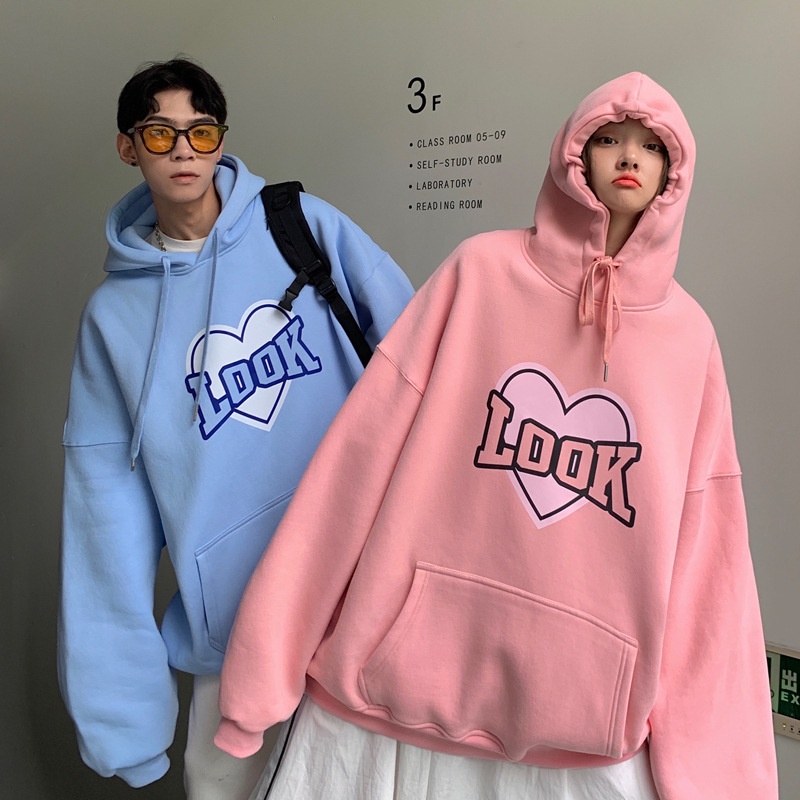 Áo hoodie trái tim LOOK cặp đôi nam nữ Unisex