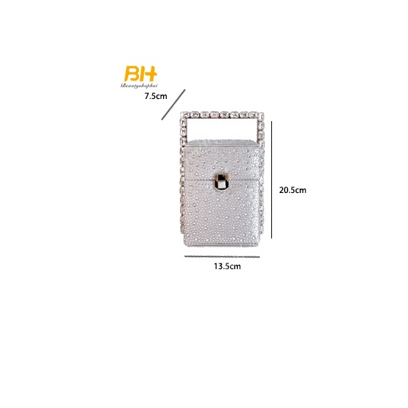 Túi Xách Tay Đính Đá Kiểu Pháp Thời Trang Thu Đông Sang Trọng Cho Nữ