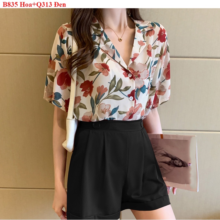 Q313- Quần short cotton thái kéo khóa sau