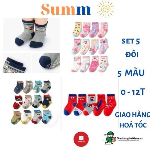 Tất chống trượt chống trơn ,không chống trượt cho bé trai bé gái cao cổ 0-12 tuổi - 2Mart