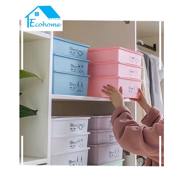 Ecohome Hộp chứa đựng đồ nội y cao cấp in dập sẵn hoạ tiết