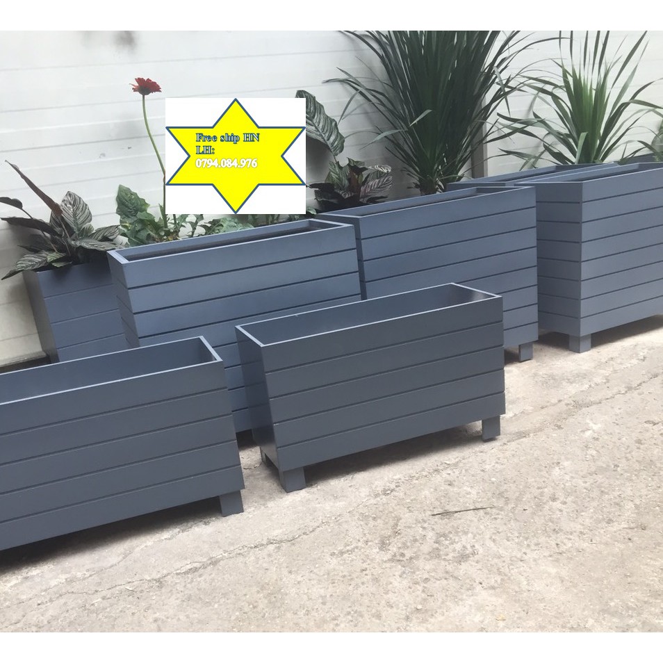 Chậu trồng cây màu ghi