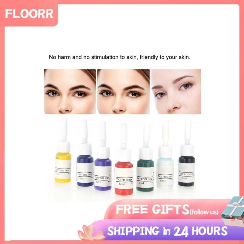 (hàng Mới Về) Set 7 Màu Mực Xăm Chuyên Nghiệp Cho Người Mới Bắt Đầu