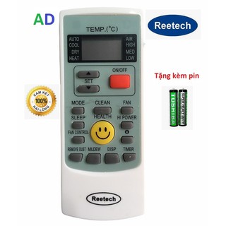 Điều khiển điều hòa Reetech YKR-H/002E mặt xanh và 1 nút đỏ  , Remote từ xa máy lạnh Reetech YKR-H/002E