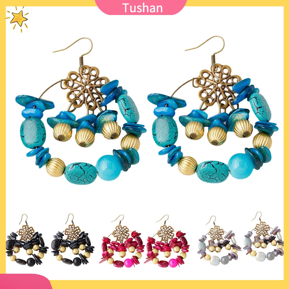 Bông tai dài nhiều màu sắc phong cách Bohemian