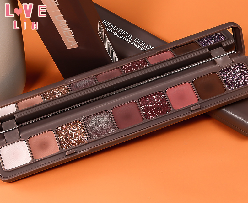 [Hàng mới về] Bảng phấn mắt chín màu lấp lánh chống thấm nước lâu trôi cao cấp