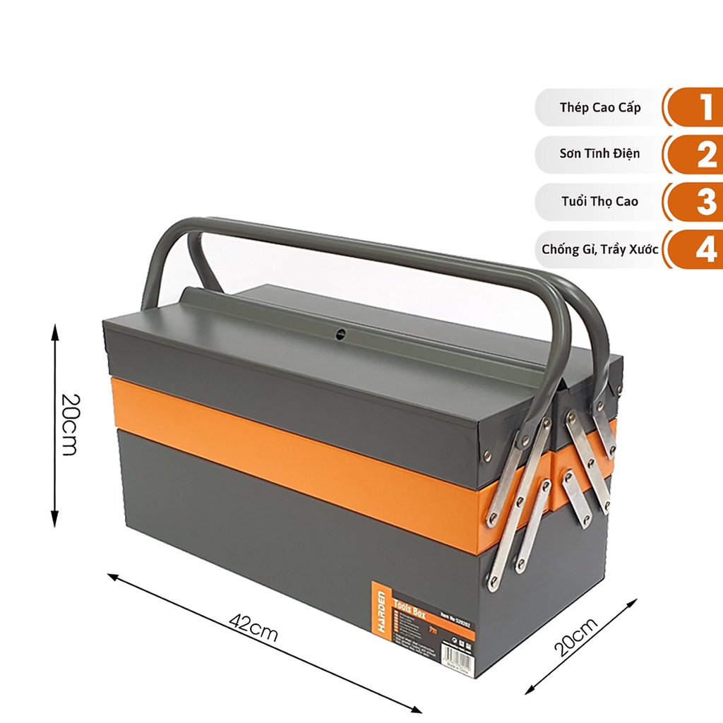 Hộp Đựng Dụng Cụ, Hộp Đựng Đồ Nghề Đa Năng Cỡ Lớn Thép Cao Cấp 3 Tầng 4 Khay 2 Tay Cầm - Có Sức Chịu Tải Lớn