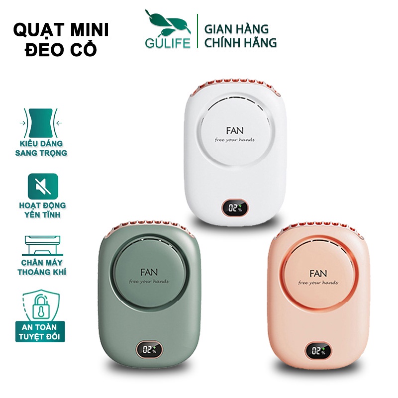 Quạt Mini Đeo Cổ 3 Nấc Điều Chỉnh, Góc Thổi Gió Lớn, Dung Lượng Pin Cao và Không Gây Ồn GULIFE-QGL99
