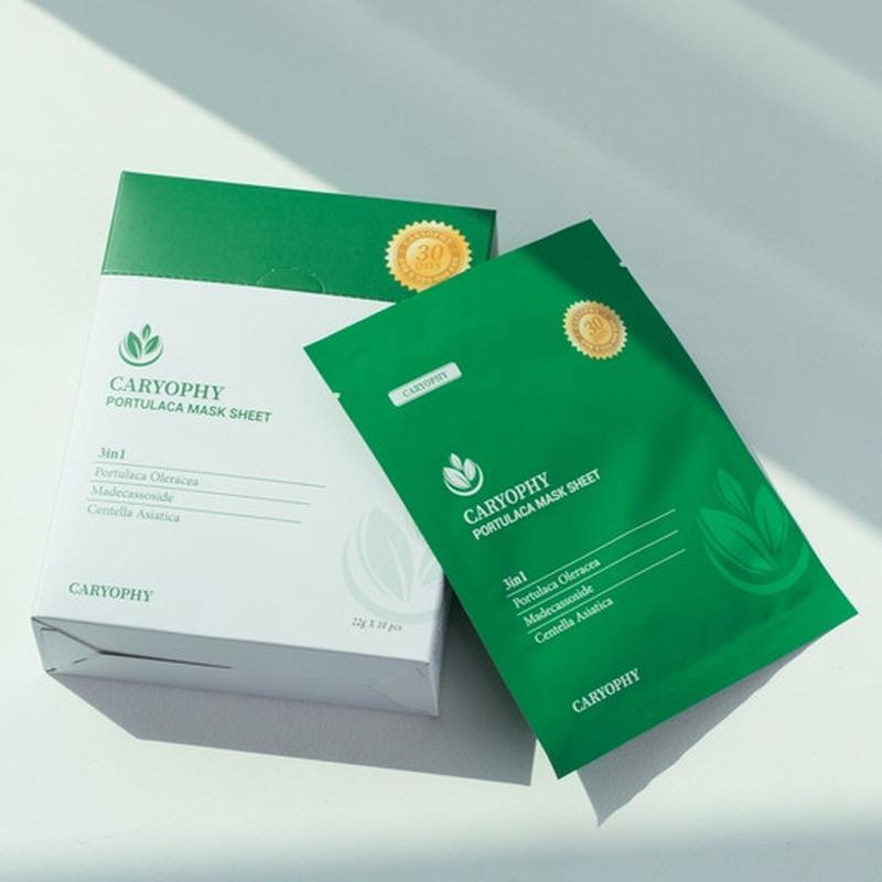 Mặt nạ dưỡng da rau má Caryophy Portulaca Mask Sheet giảm mụn mờ thâm Hàn Quốc