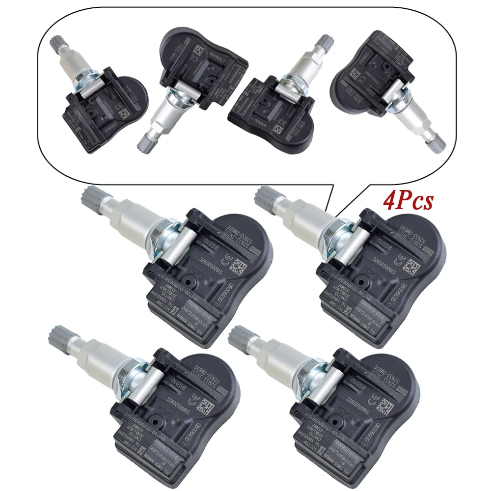 Bộ 4 cảm biến áp suất lốp xe Hyundai Accent Genesis Coupe Kia Sorento TPMS 433Mhz 52933-3N100 529333N100