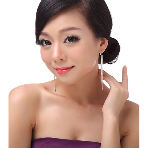 Khuyên tai mạ bạc dạng tua rua thời trang