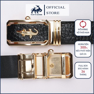 Thắt lưng bản to da thật - Dây nịch lưng da bò thật 100% vân cá sấu cao cấp