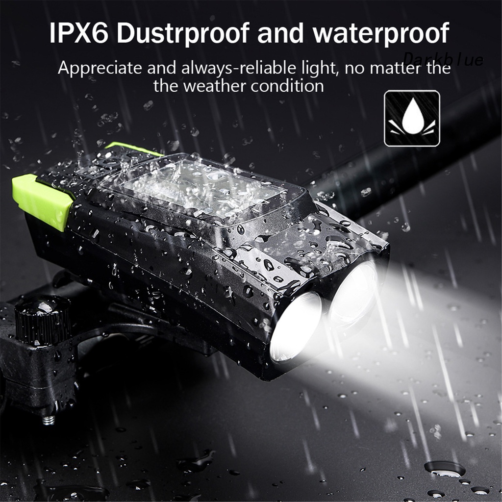 Đèn pha LED sạc USB 800LM 4000MAH đa năng có còi xe đạp kèm phụ kiện