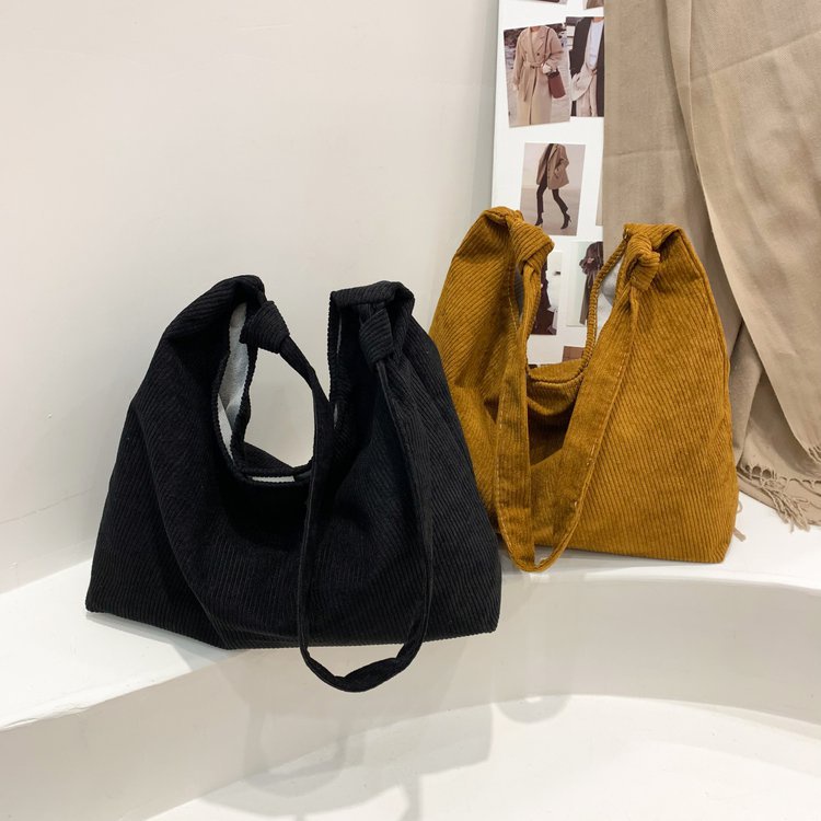 Túi tote vải nhung đeo chéo khóa nút bấm có túi con đi học đi chơi giá rẻ HT-15