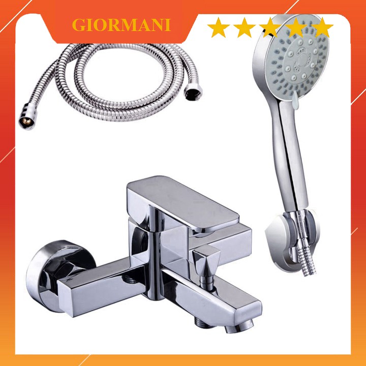 Full bộ sen tắm và vòi chậu rửa mặt Lavabo vuông kết hợp bát sen tắm 5 chế độ nước SNL902-SNL16