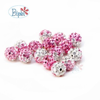 Hạt châu gắn pha lê màu hồng loang