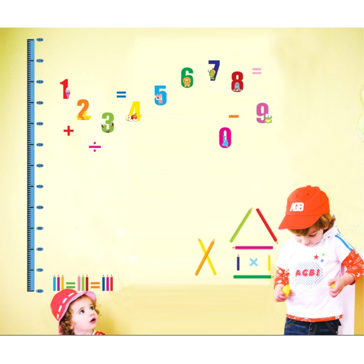Decal trang trí tường Thước Đo Số Thứ Tự cho Trẻ