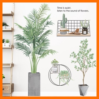 Decal dán tường 2 chậu cây xanh mẫu bắc âu trang trí nhà cửa