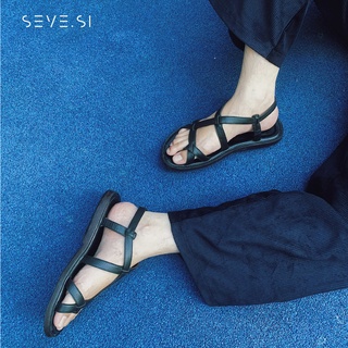 Giày sandal bằng da màu đen - seve.si