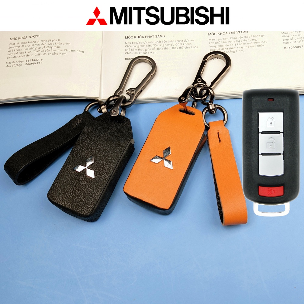 Bao da chìa khóa Mitsubishi Xpander,Outlander,Triton, Attrage,Pajero sport da thật (MI Móc D )