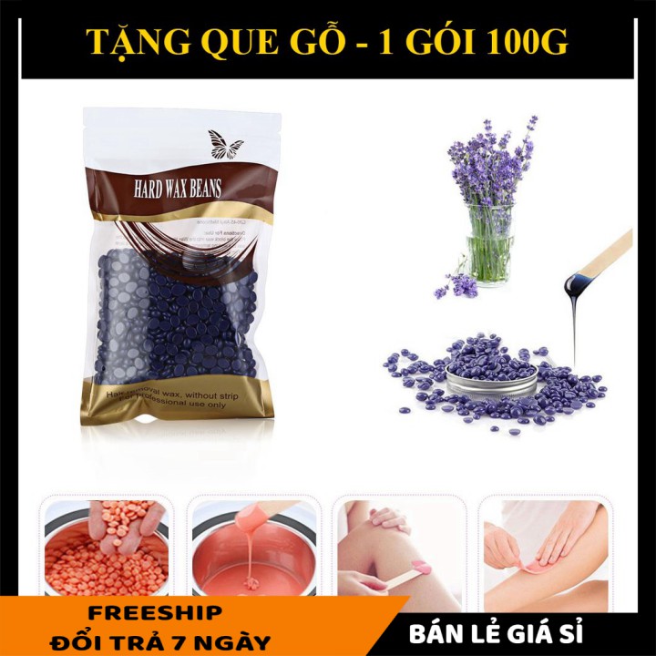 Sáp wax lông TẶNG QUE GẠT Sáp wax lông nóng hạt đậu 100g giúp tẩy tế bào chết cho da, phù hợp với mọi loại da 5868