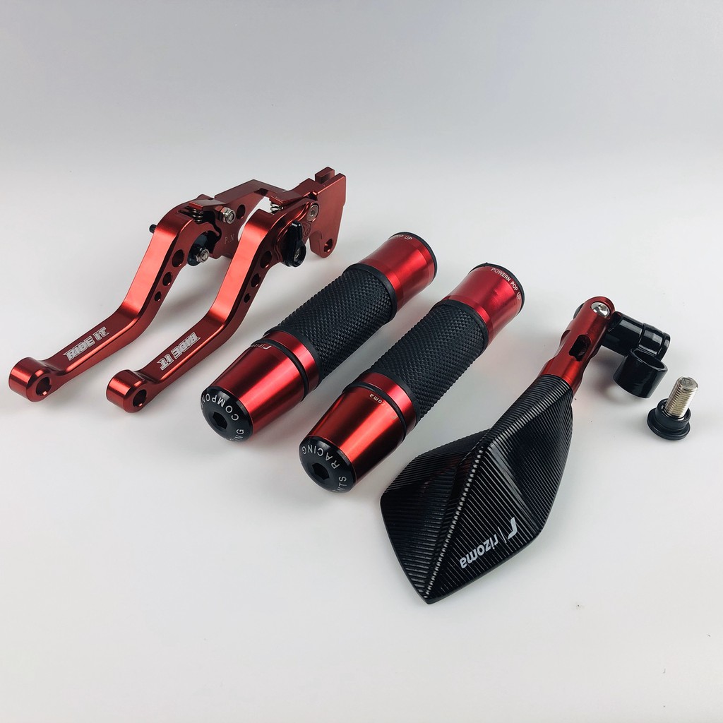 HÌNH THẬT Combo: 02 bao tay gù ý, 02 tay thắng  , 01 kiếng  chiếu hậu dùng cho các dòng xe -MÀU ĐỎ