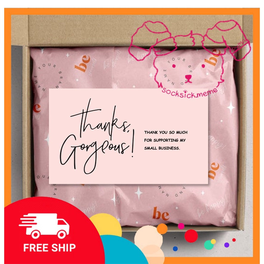 C03 Bộ 30 Thiệp cảm ơn Tone Trắng Hồng Thank you Card lịch thiệp quà tặng trang trí đóng gói quần áo shop - sockick.meme