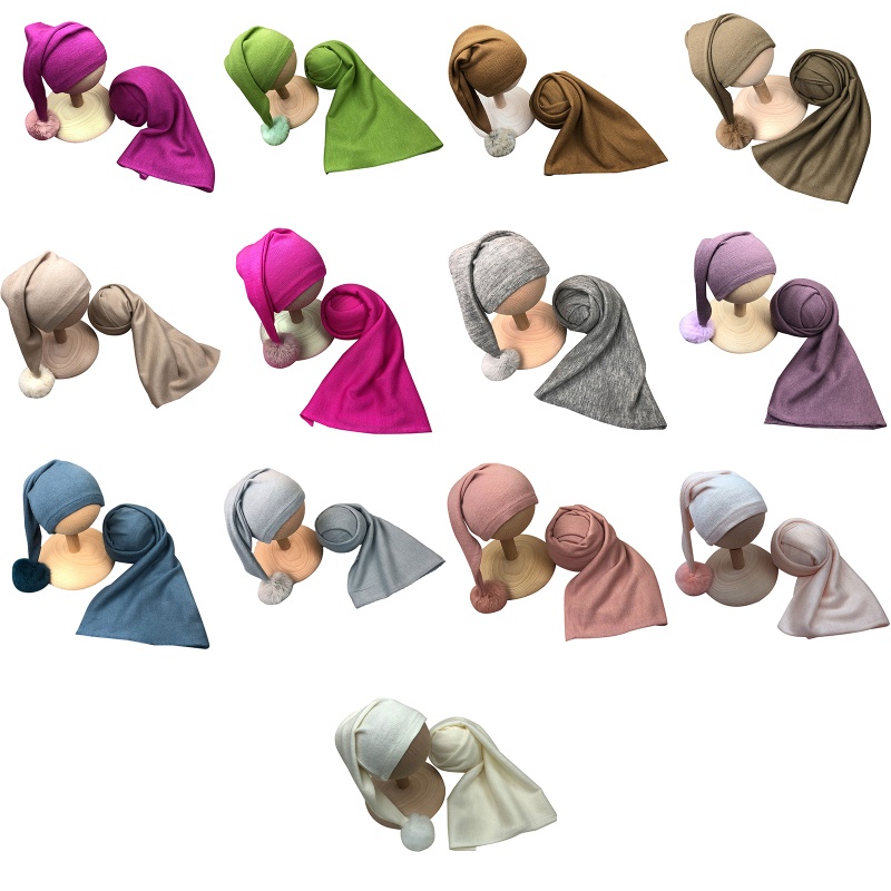 Set 2 Món Chăn + Nón + Khăn Quấn Đầu Cho Bé Sơ Sinh Khi Ngủ