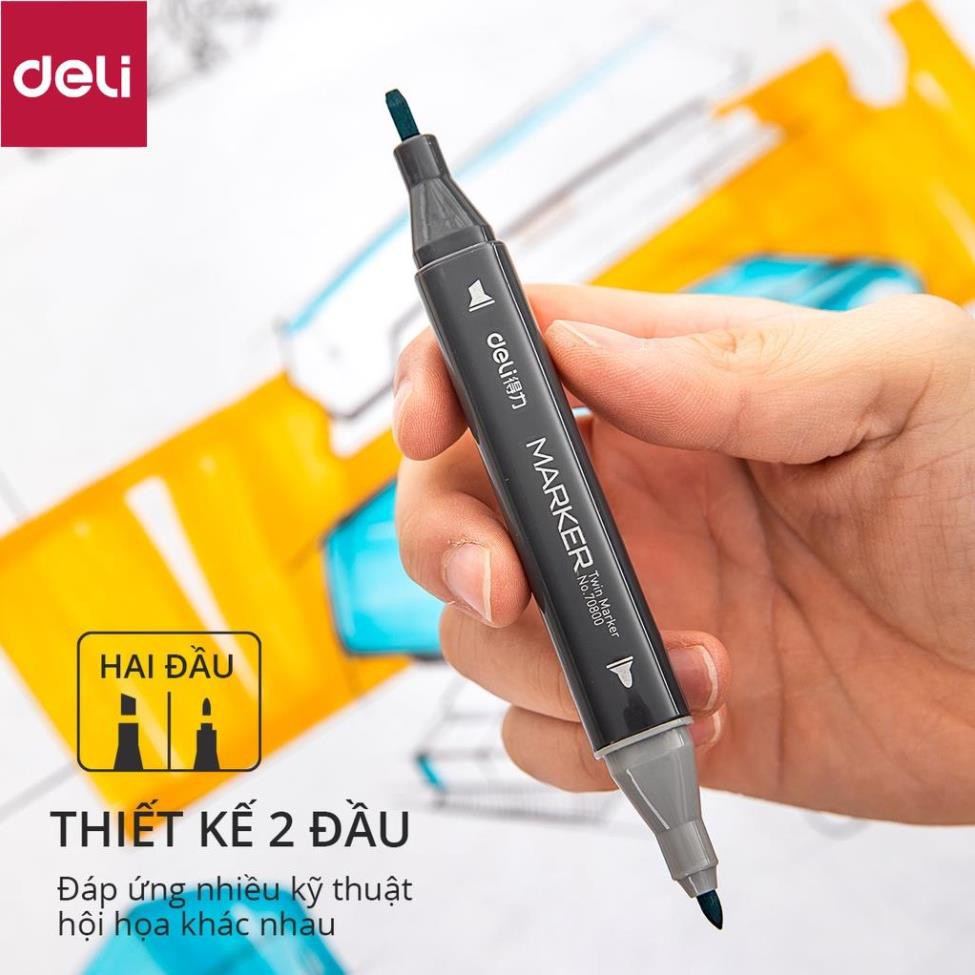 Marker phiên bản cao cấp hai đầu chuyên nghiệp Deli - Bút marker chuyên sử dụng vẽ Anime - 70800 [Deli]