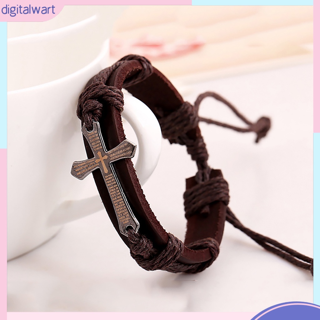 Dgggg Dgg✌❤ Vòng Tay Giả Da Mặt Thánh Giá Phong Cách Retro