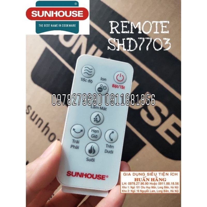 REMOTE, ĐIỀU KHIỂN TỪ XA QUẠT ĐIỀU HOÀ SUNHOUSE SHD7703 SHD 7703