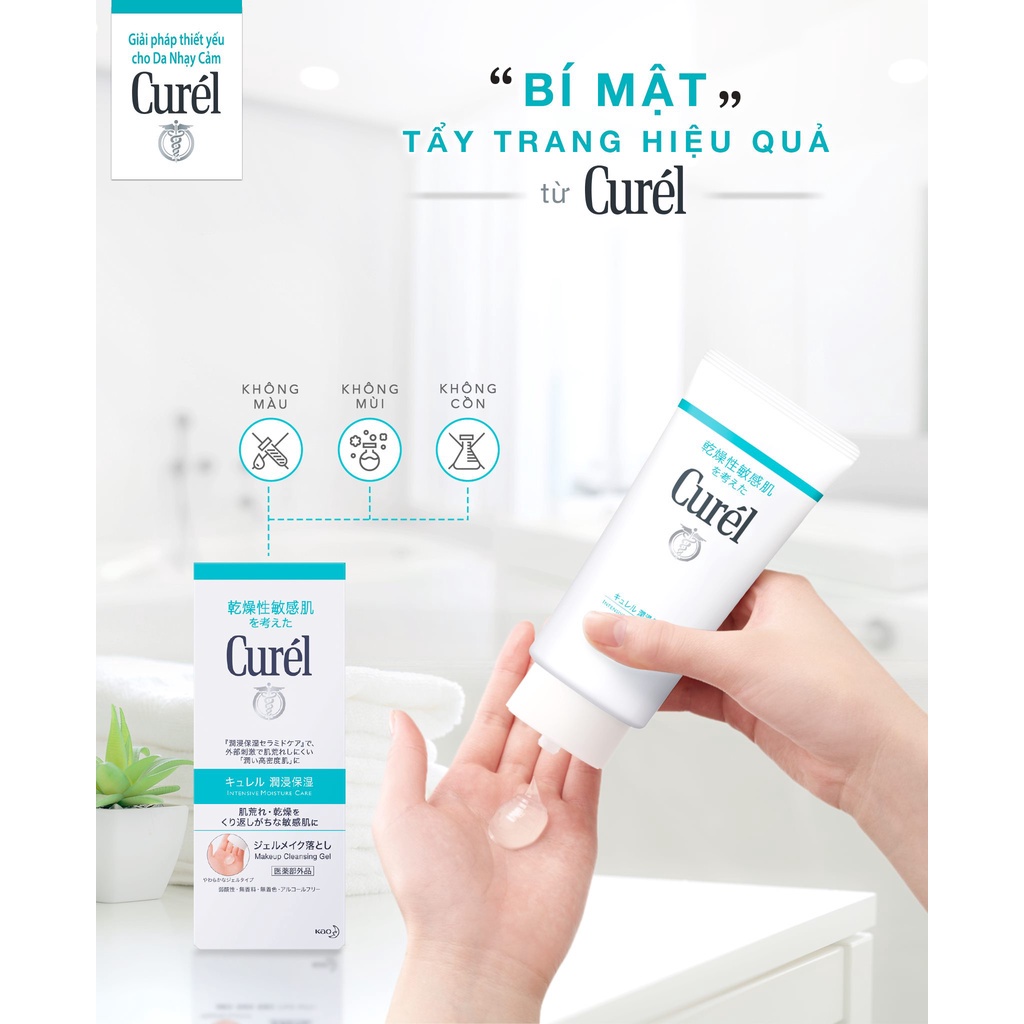 Combo làm sạch kép Sữa rửa mặt dạng bọt Curél 150ml và Gel tẩy trang Curél 130g