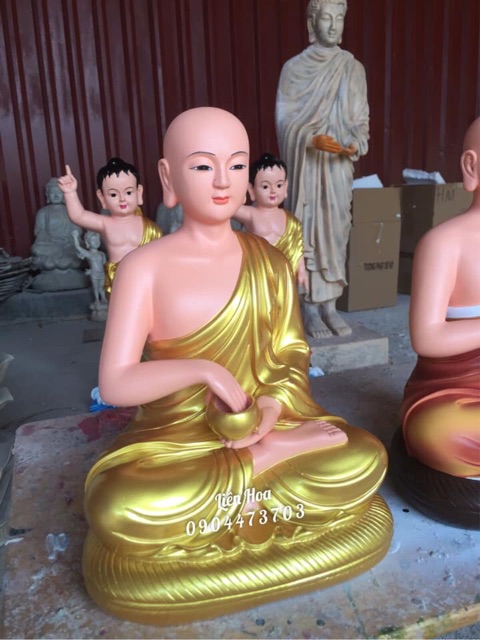 Tượng Sivali thánh tăng- màu vàng , màu cam cao 30cm mẫu đẹp