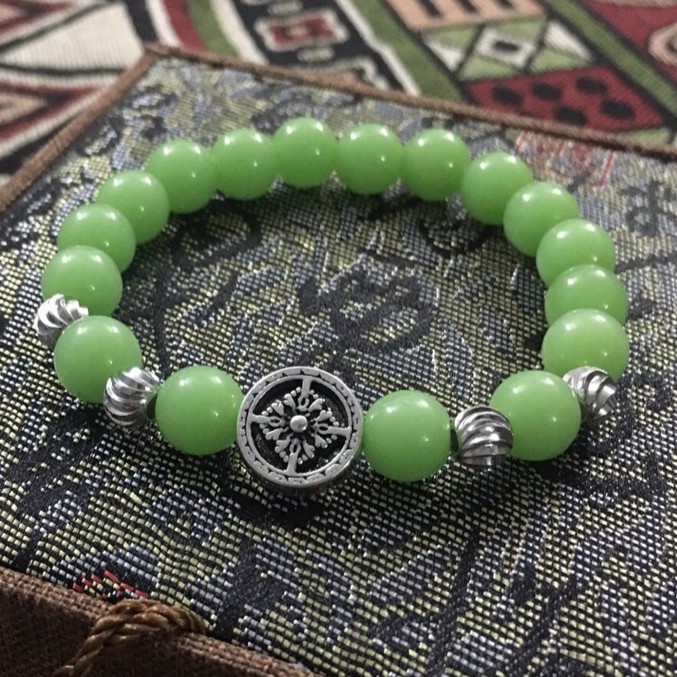 VT247 Vòng tay đá mix charm mạ bạc 5 cái/lốc