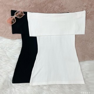 Áo thun gân trễ vai basic dạo phố siêu xinh