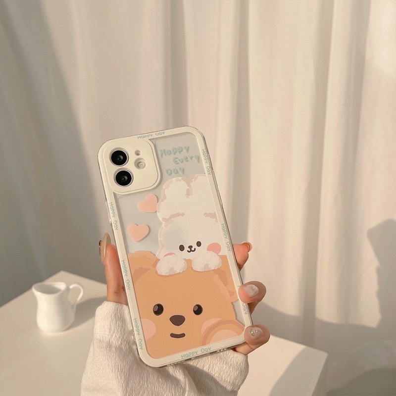 (SIÊU RẺ) Ốp lưng iphone gấu thỏ happy every day 6/6plus/6s/6splus/7/7plus/8/8plus/x/xr/xs/11/12/13/pro/max/plus/promax