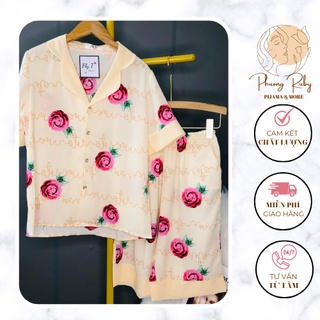 Đồ ngủ nữ tay cộc quần lửng lụa Mango cao cấp - Phương Ruby