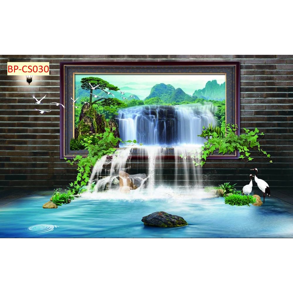 Tranh 3d cửa sổ nhìn ra phong cảnh sang trọng hiện đại không phai màu, chống thấm nước
