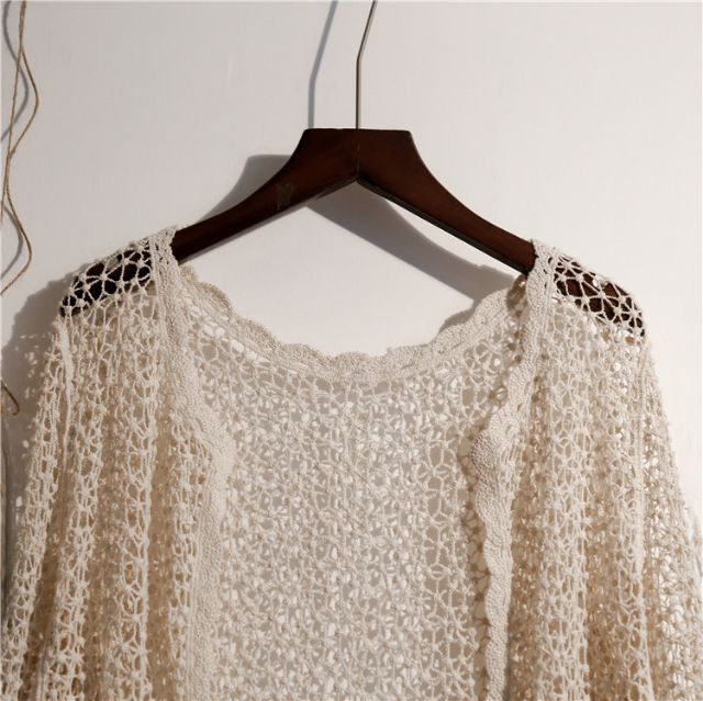 Áo khoác Cardigan ren gân - kết hợp với áo dây, đầm siêu xinh