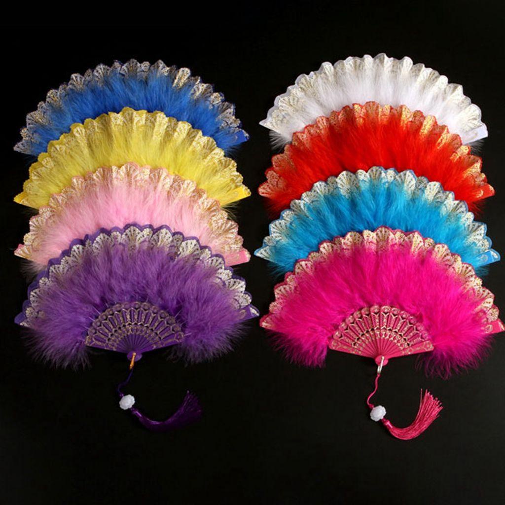 1 Quạt Xếp Gắn Lông Vũ Dùng Hóa Trang Lolita