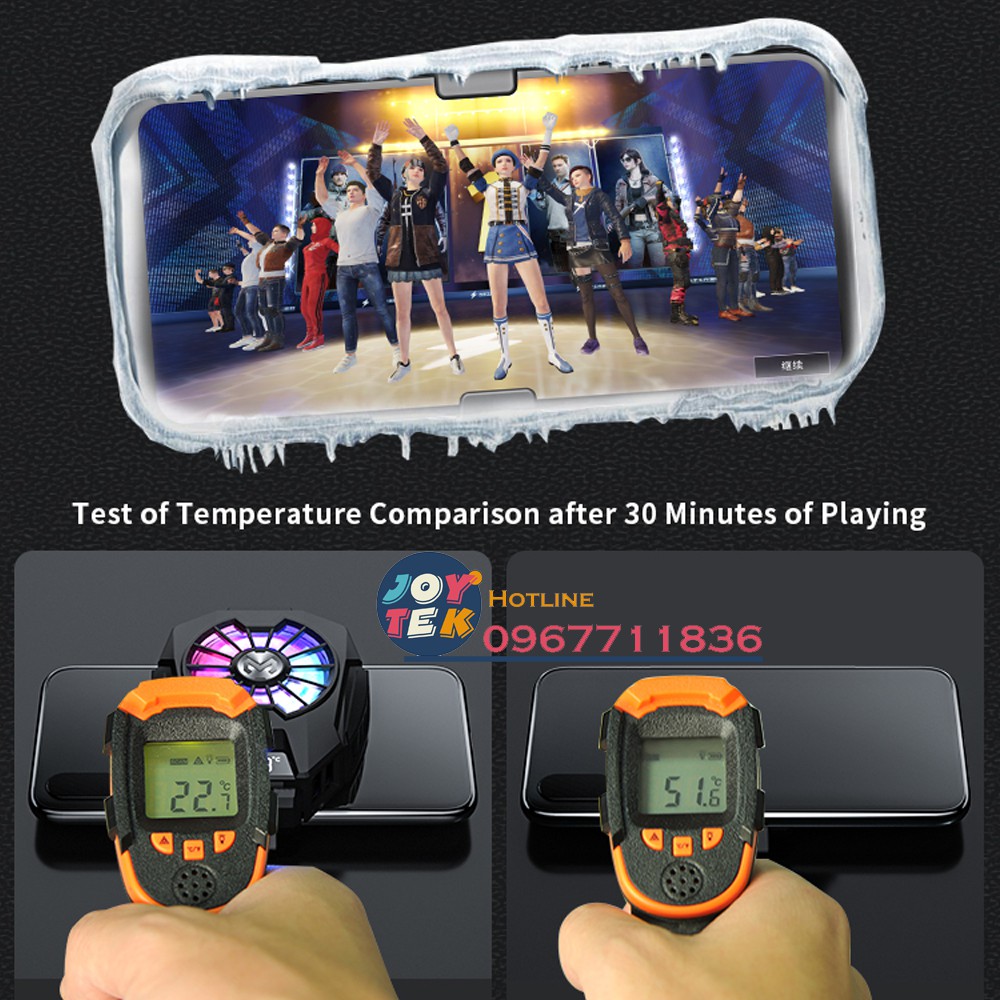 Memo DL05 | Quạt tản nhiệt sò lạnh cho điện thoại Memo FL05/DL07/DL10/CX01 , Màn hình LED hiển thị nhiệt độ, LED RGB