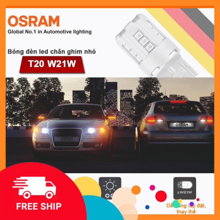 Giảm giá + Free Ship Bóng đèn led chân ghim nhỏ OSRAM STANDARD RETROFIT W21W 12v màu đỏ