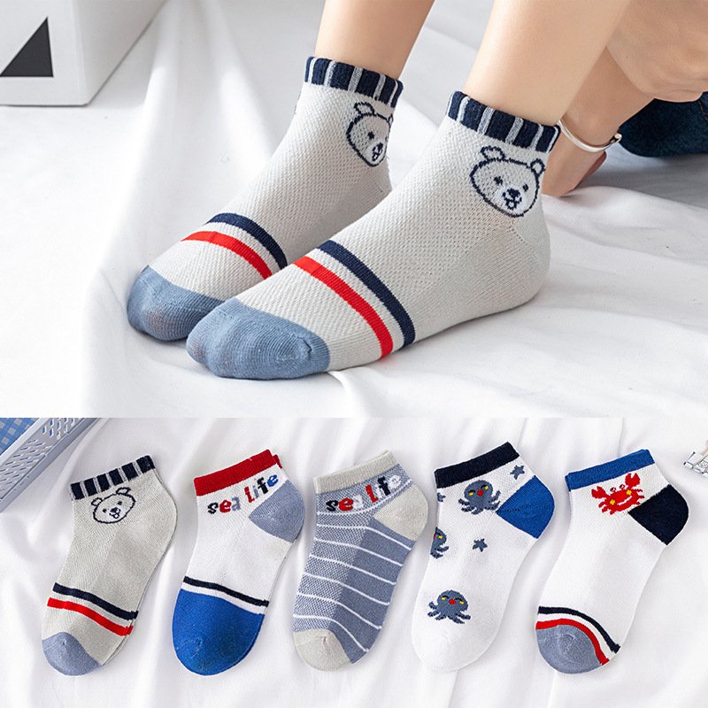 Set 5 đôi tất lưới cho bé, tất trẻ em thoáng khí cao cổ 0-5 tuổi