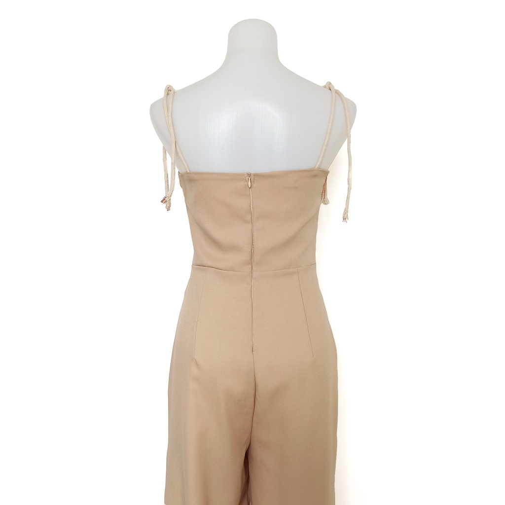 Thanh lý jumsuit dài ống suông màu nude