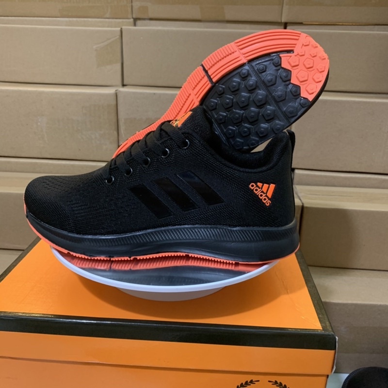 Giày thể thao nam 3 sọc đế êm giá siêu rẻ màu đen trắng, đen cam size 36-44