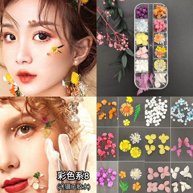 Nhãn Dán Trang Điểm Mắt Kiểu Kim Cương Hình Hoa Khô Phong Cách Nhật Bản Dành Cho Trẻ Em