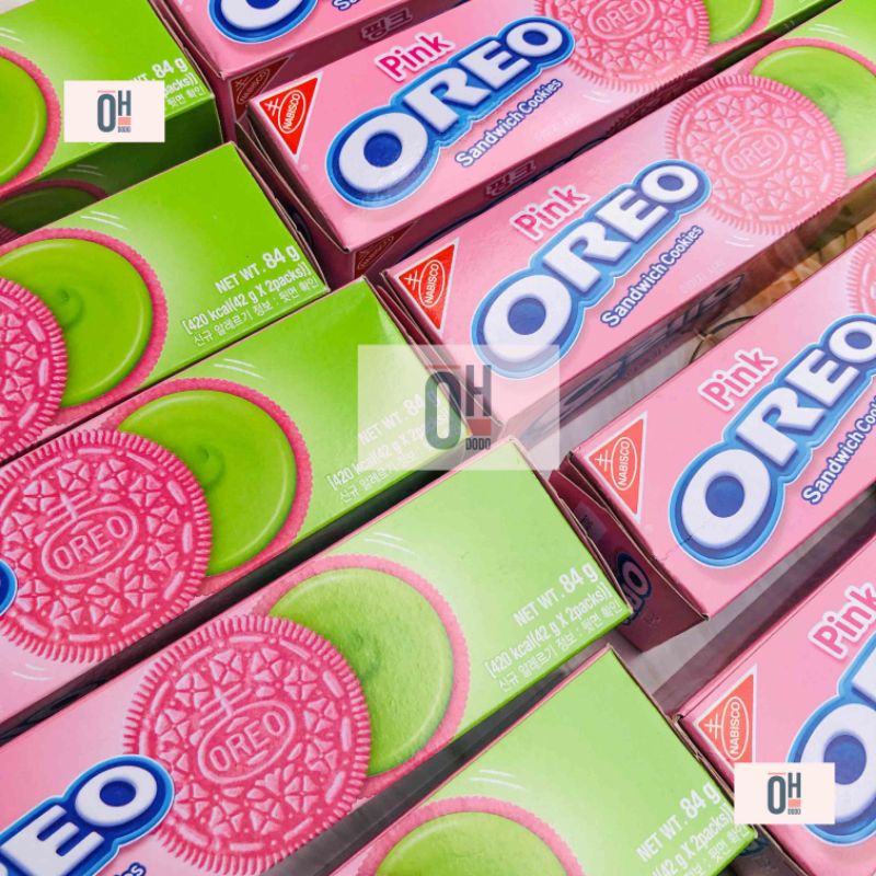 Oreo hồng anh đào nhân matcha Hàn Quốc 84g