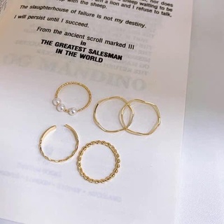 Set 5 nhẫn món đính 3 hạt ngọc