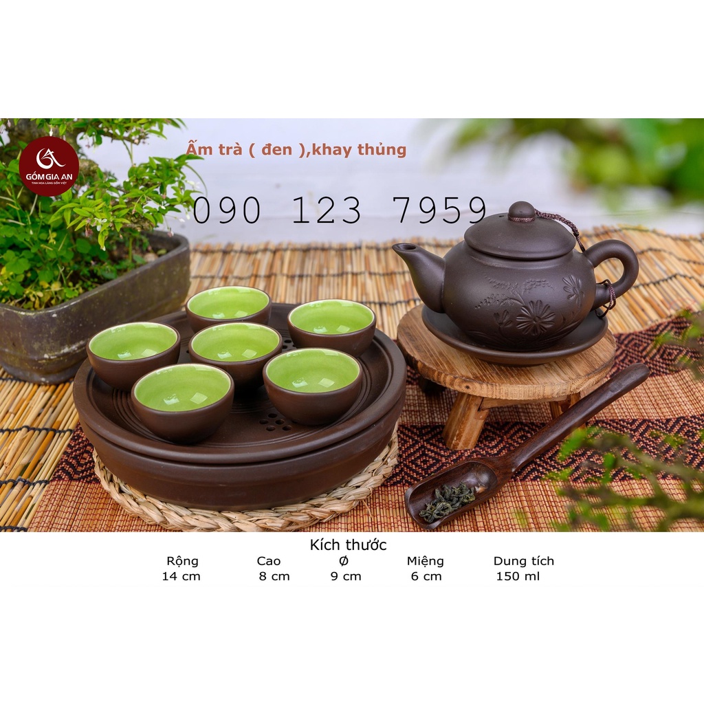 Bộ Ấm Trà Gốm Bát Tràng 150ml